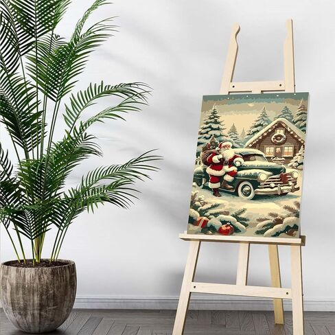 Auremi Christmas Truck Paint by Number Kits for Adults,Santa Claus Paint by Number on Canvas with Frame DIY Painting with Number Acrylic Oil Paint Kits for Home Decor 8x12 Inch in Saudi Arabia