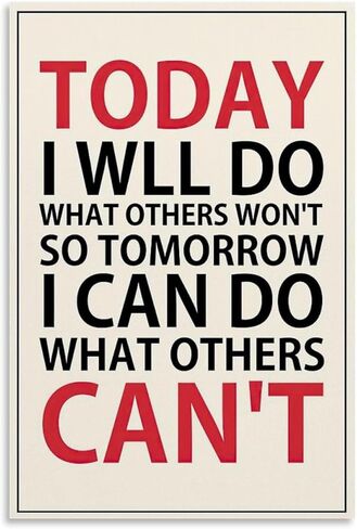 Inspirational Quotes Phrase Poster Today I Will Do What Others Won't So Tomorrow I Can Do What Others Can't Motivational Canvas Art Learning Posters for School Classroom Painting 12x18 inch No Frame in Saudi Arabia