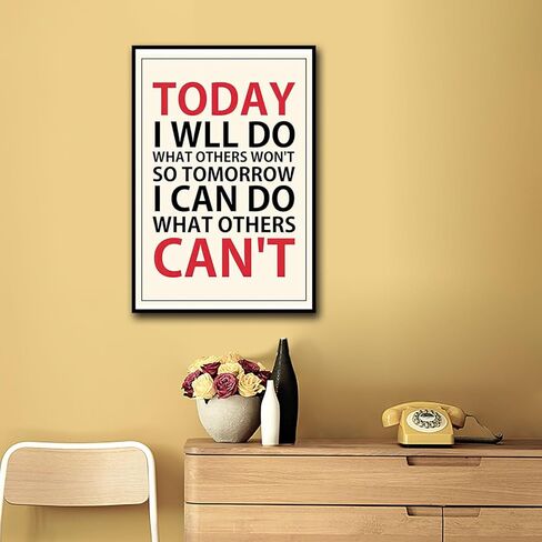 Inspirational Quotes Phrase Poster Today I Will Do What Others Won't So Tomorrow I Can Do What Others Can't Motivational Canvas Art Learning Posters for School Classroom Painting 12x18 inch No Frame in Saudi Arabia