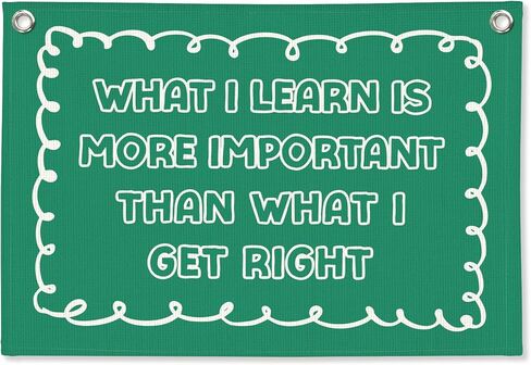 Green Inspirational Classroom Wall Hanging Canvas Banner Prints, What I Learn Is More Important Motivational Wall Art Decor for Kids Room Bedroom Playroom Classroom Office, 30x20 Inch in Saudi Arabia