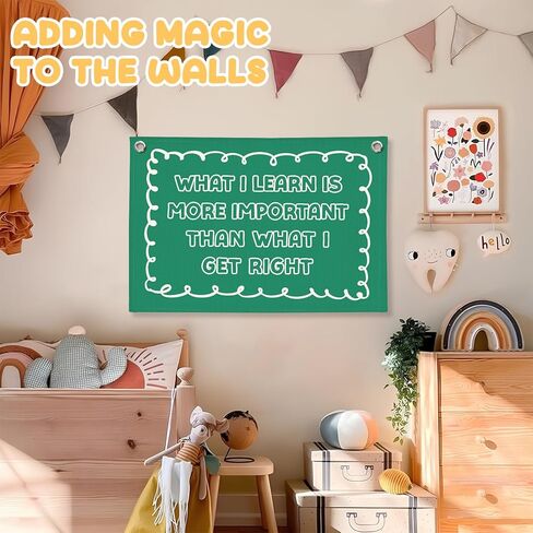 Green Inspirational Classroom Wall Hanging Canvas Banner Prints, What I Learn Is More Important Motivational Wall Art Decor for Kids Room Bedroom Playroom Classroom Office, 30x20 Inch in Saudi Arabia