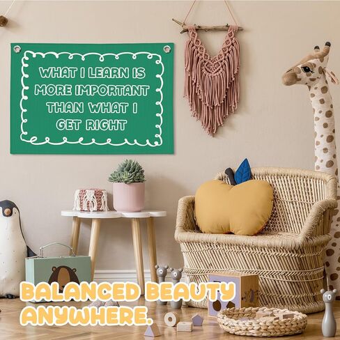 Green Inspirational Classroom Wall Hanging Canvas Banner Prints, What I Learn Is More Important Motivational Wall Art Decor for Kids Room Bedroom Playroom Classroom Office, 30x20 Inch in Saudi Arabia