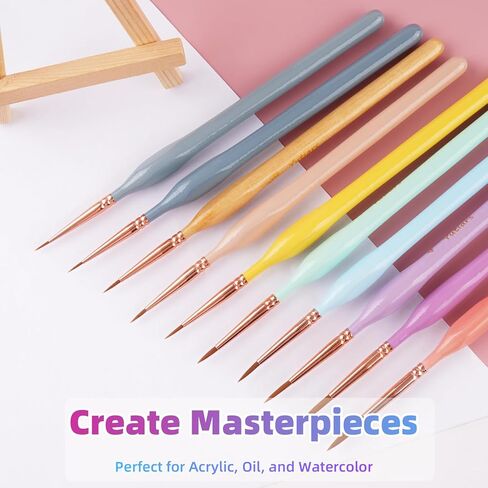 10 PCS Micro Detail Paint Brush Set – Ultra-Fine Tip Brushes for Miniatures, Models & Paint by Numbers – Pastel Handles – Works with Acrylic, Oil & Watercolor in Saudi Arabia