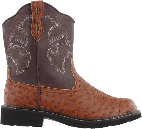 ROPER Womens Chunk Rider Embroidery Round Toe Casual Boots Ankle Low Heel 1-2" - Black in Saudi Arabia