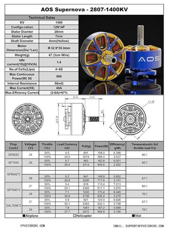 محرك بدون فرشاة Rcinpower AOS Supernova 2807 1400KV 4-6S FPV لطائرات بدون طيار طويلة المدى مقاس 6-7 بوصة RC FPV in Saudi Arabia