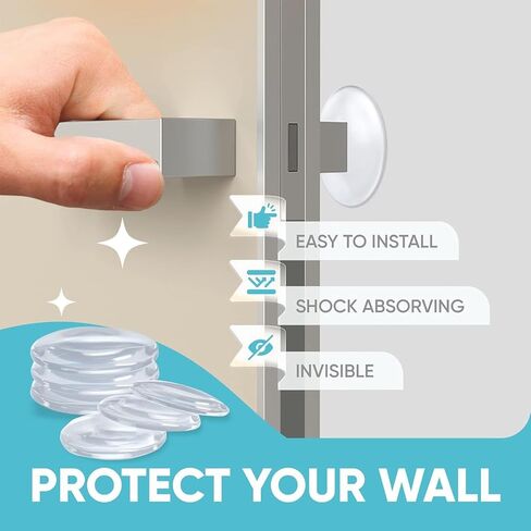 Wall Door Stoppers, 6 Pieces Clear Door Handle Wall Protectors - Self-Adhesive, Quiet Door Bumpers for Home and Cabinets, Reusable Shock-Absorbing Handle Stoppers in Saudi Arabia