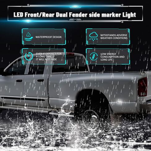 Bestview LED مصابيح تحديد جانبية مزدوجة لـ 2003-2009 دودج رام 2500 3500، ملحقات مجموعة مصابيح السرير الأمامية والخلفية البيضاء، عدسات مدخنة (عبوة من 4) in Kuwait