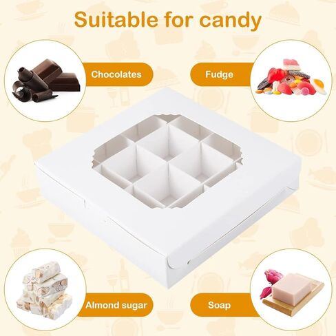 20pcs Empty White Pick and Mix Sweet Boxes with Inserts Clear Window and Divider for Chocolate Sweet Assortment 16-Compartments Quick Assemble Sampler Boxes in Saudi Arabia