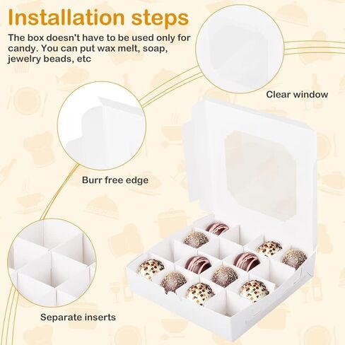20pcs Empty White Pick and Mix Sweet Boxes with Inserts Clear Window and Divider for Chocolate Sweet Assortment 16-Compartments Quick Assemble Sampler Boxes in Saudi Arabia