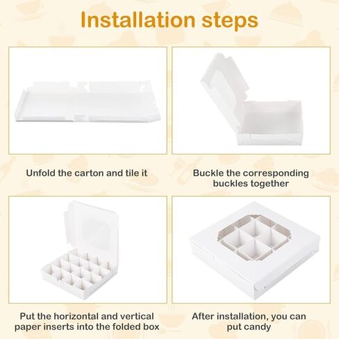 20pcs Empty White Pick and Mix Sweet Boxes with Inserts Clear Window and Divider for Chocolate Sweet Assortment 16-Compartments Quick Assemble Sampler Boxes in Saudi Arabia