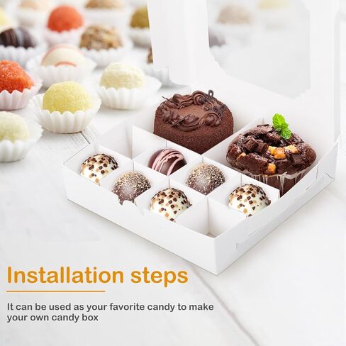 20pcs Empty White Pick and Mix Sweet Boxes with Inserts Clear Window and Divider for Chocolate Sweet Assortment 16-Compartments Quick Assemble Sampler Boxes in Saudi Arabia
