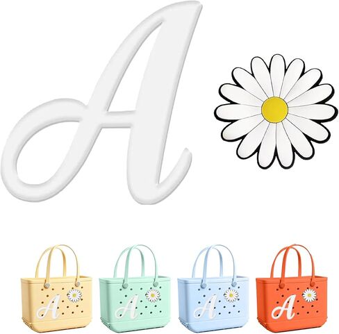 2 Pcs Bag Decoration Accessories Personalized Letter and Flower Charm for Handbags, Backpacks, Purses, Creative Gift in Saudi Arabia