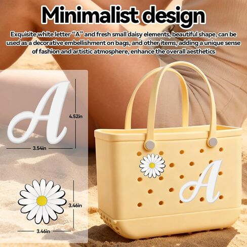 2 Pcs Bag Decoration Accessories Personalized Letter and Flower Charm for Handbags, Backpacks, Purses, Creative Gift in Saudi Arabia