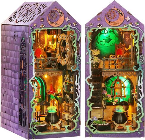 Book Nook Kits for Adults - Magic Wizard House DIY 3D Puzzle | Booknooks Bookshelf Decor Kit | Unique Gifts for Adults with LED (Purple) in Saudi Arabia