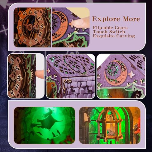 Book Nook Kits for Adults - Magic Wizard House DIY 3D Puzzle | Booknooks Bookshelf Decor Kit | Unique Gifts for Adults with LED (Purple) in Saudi Arabia