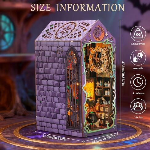 Book Nook Kits for Adults - Magic Wizard House DIY 3D Puzzle | Booknooks Bookshelf Decor Kit | Unique Gifts for Adults with LED (Purple) in Saudi Arabia