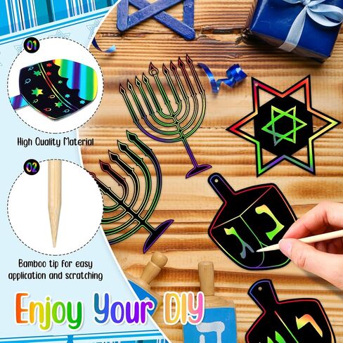 100 قطعة من ورق هانوكا للخدش، مجموعة بطاقات خدش Dreidel DIY مجموعة فنية للتعليق من Dreidel، ورقة ألوان قوس قزح للرجال والنساء، هدايا عيد الفصح، هدايا حفلات الشانوكا in Saudi Arabia