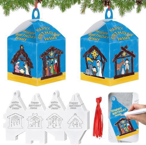 16 Pcs Christmas Nativity Coloring Craft Happy Birthday Jesus Christmas Crafts Color Your Own Religious Nativity Lantern Kit Ornament for Xmas Sunday School VBS Classroom Activities in Saudi Arabia