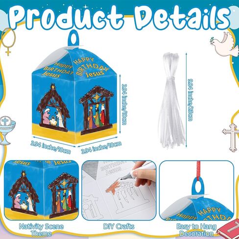 16 Pcs Christmas Nativity Coloring Craft Happy Birthday Jesus Christmas Crafts Color Your Own Religious Nativity Lantern Kit Ornament for Xmas Sunday School VBS Classroom Activities in Saudi Arabia