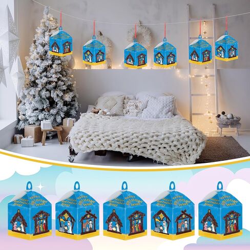 16 Pcs Christmas Nativity Coloring Craft Happy Birthday Jesus Christmas Crafts Color Your Own Religious Nativity Lantern Kit Ornament for Xmas Sunday School VBS Classroom Activities in Saudi Arabia