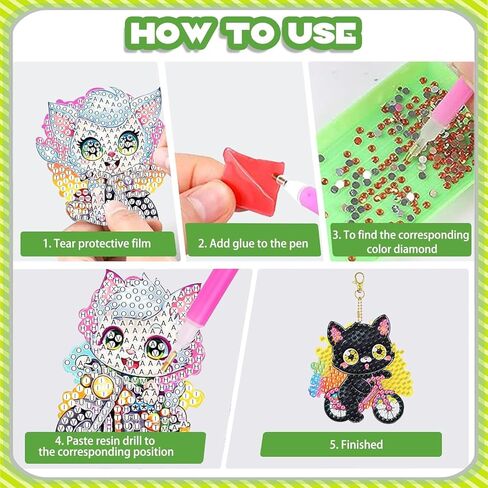 Masendp 8 قطعة 5D DIY الحيوان الماس اللوحة مزدوجة من جانب مجموعة سلسلة المفاتيح، زهرة الماس قلادة شنقا الحيوان الفن الديكور للبالغين المبتدئين حزمة عيد ميلاد الأسرة الطرف الديكور in Saudi Arabia