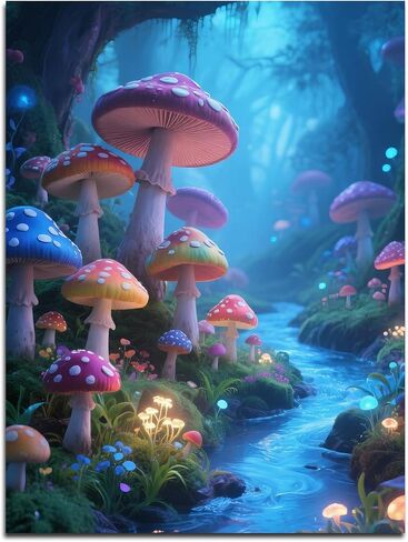 Muzagroo Art Diamond Paintings Kits for Adults 5D Round Full Drill Diamonds Art Kits for Beginners Diamond Art Paintings Gem Paintings Diamond Dots Kits 30x40cm (Mushroom) in Saudi Arabia