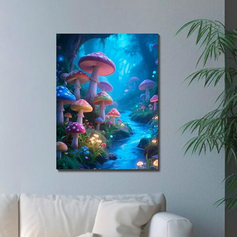 Muzagroo Art Diamond Paintings Kits for Adults 5D Round Full Drill Diamonds Art Kits for Beginners Diamond Art Paintings Gem Paintings Diamond Dots Kits 30x40cm (Mushroom) in Saudi Arabia