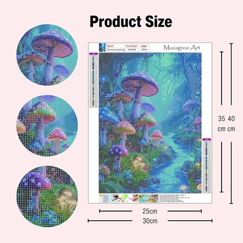 Muzagroo Art Diamond Paintings Kits for Adults 5D Round Full Drill Diamonds Art Kits for Beginners Diamond Art Paintings Gem Paintings Diamond Dots Kits 30x40cm (Mushroom) in Saudi Arabia