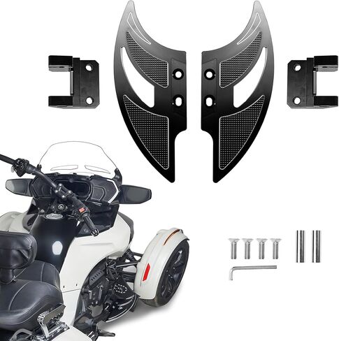 Driver Floorboards | Large Wide Rider Footrest Compatible with Can Am Spyder F3 / F3-S / F3-T (2015-2025) Accessories | Aluminum | Black (Water Drop Style) in Saudi Arabia