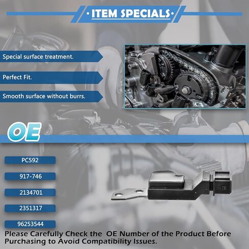 Engine CAR CAM Camshaft Position Sensor L4 1.6L Compatible with Chevrolet 2004-2008 2012-2018 Aveo / 2006-2008 Aveo5 OE # ‎‎PC592 2134701 2351317 96253544 (note: 04 05 06 07 08 12 13 14 15 16 17 18) in Saudi Arabia