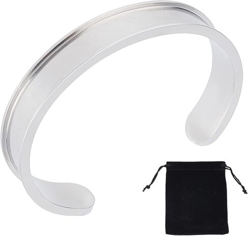 UNICRAFTALE 1pc Stainless Steel Hair Tie Bracelet Grooved Cuff Bangles Blank Bracelet for Inlay 50-60mm Adjustable Empty Open Bangles for Gemstone Leather Inlay Bangle Making in Saudi Arabia