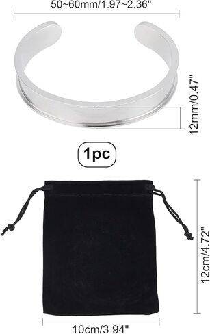 UNICRAFTALE 1pc Stainless Steel Hair Tie Bracelet Grooved Cuff Bangles Blank Bracelet for Inlay 50-60mm Adjustable Empty Open Bangles for Gemstone Leather Inlay Bangle Making in Saudi Arabia