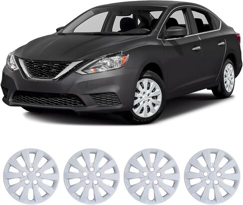 16 Inch Hubcaps Set of 4 White Lacquer Wheel Rims Cover R16 for Nissan Leaf 2011-2017 & for Nissan Sentra 2013-2019, PP Material Wheel Covers Snap On Fit for Steel Wheels Auto Accessories (4-Packs) in Saudi Arabia