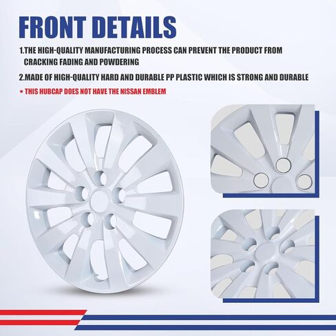 16 Inch Hubcaps Set of 4 White Lacquer Wheel Rims Cover R16 for Nissan Leaf 2011-2017 & for Nissan Sentra 2013-2019, PP Material Wheel Covers Snap On Fit for Steel Wheels Auto Accessories (4-Packs) in Saudi Arabia