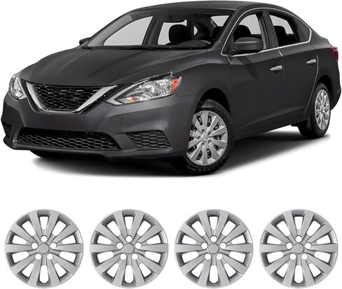 16 Inch Hubcaps Set of 4 White Lacquer Wheel Rims Cover R16 for Nissan Leaf 2011-2017 & for Nissan Sentra 2013-2019, PP Material Wheel Covers Snap On Fit for Steel Wheels Auto Accessories (4-Packs) in Saudi Arabia