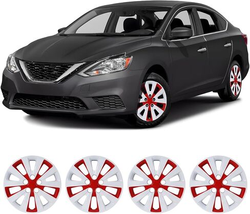 16 Inch Hubcaps Set of 4 White Lacquer Wheel Rims Cover R16 for Nissan Leaf 2011-2017 & for Nissan Sentra 2013-2019, PP Material Wheel Covers Snap On Fit for Steel Wheels Auto Accessories (4-Packs) in Saudi Arabia