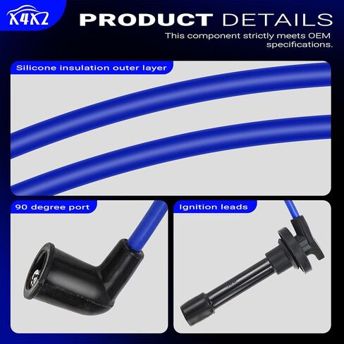 RC-HE82 مجموعة أسلاك توصيل شرارة المحرك عالية الأداء منخفضة المقاومة لـ 94-01 Acura Integra GS LS RS / 97-98 Honda CRV استبدال # RC-HE82، 8041 (مجموعة من 4) in Saudi Arabia