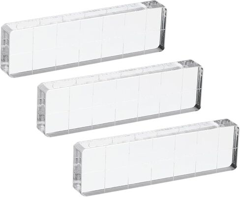 Acrylic Stamp Block, 3 Pack Stamping Block Rectangular Shape with Grid Lines Decorative Mounting Blocks Set for Scrapbooking DIY Crafts Card Making, 2.8x0.8 in Saudi Arabia