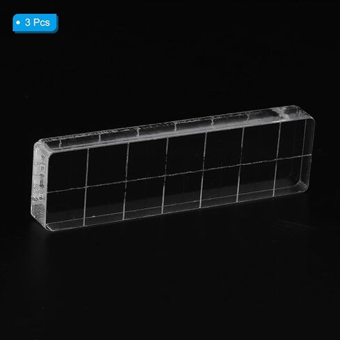 Acrylic Stamp Block, 3 Pack Stamping Block Rectangular Shape with Grid Lines Decorative Mounting Blocks Set for Scrapbooking DIY Crafts Card Making, 2.8x0.8 in Saudi Arabia
