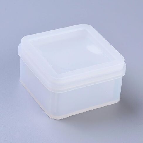 2Sets Storage Box Silicone Molds, White Square Design Candle Molds for Making Candles, Handmade Resin Art Decorations, Aromatherapy, Home Sculpture Decoration, 74x74x12mm, 80x80x37mm in Saudi Arabia