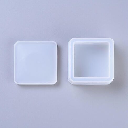 2Sets Storage Box Silicone Molds, White Square Design Candle Molds for Making Candles, Handmade Resin Art Decorations, Aromatherapy, Home Sculpture Decoration, 74x74x12mm, 80x80x37mm in Saudi Arabia