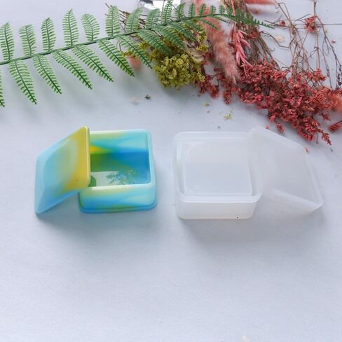 2Sets Storage Box Silicone Molds, White Square Design Candle Molds for Making Candles, Handmade Resin Art Decorations, Aromatherapy, Home Sculpture Decoration, 74x74x12mm, 80x80x37mm in Saudi Arabia