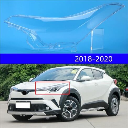 متوافق لتويوتا C-HR حقوق الإنسان 2018 2019 2020 الجبهة كشافات قذيفة عاكس الضوء رئيس مصباح شفاف العلوي كوف (يمين) in Saudi Arabia