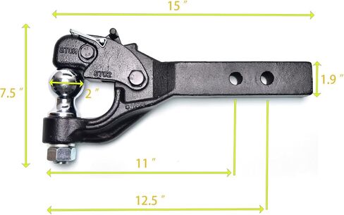 Pintle Hitch with 2-Inch Trailer Ball Fits 2-Inch Receiver,Stainless Steel Locks, 8-Ton 15-Inch Length in Saudi Arabia