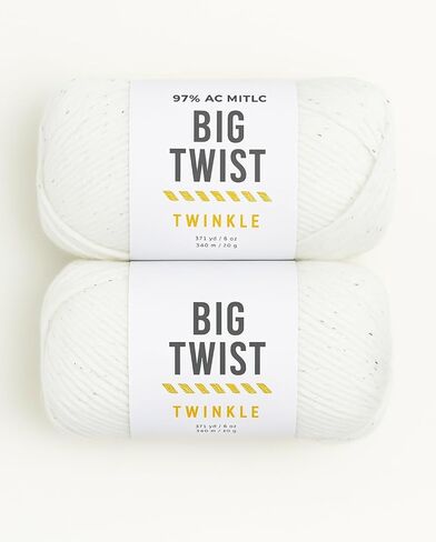 Big Twist Twinkle Yarn 2-Pack Bundle-White 100% Acrylic, 6oz Skeins (380 yds Each) in Saudi Arabia