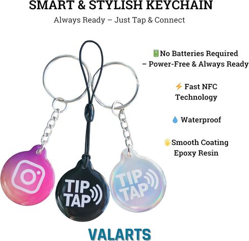 5 PCS - Holographic TIP TAP NFC Keychain - VALARTS – Chameleon Smart Digital Business Card – Ntag213 Epoxy Waterproof – Tap to Share Contact & Social – Compatible with iPhone & Android in Saudi Arabia