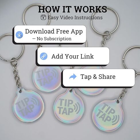 5 PCS - Holographic TIP TAP NFC Keychain - VALARTS – Chameleon Smart Digital Business Card – Ntag213 Epoxy Waterproof – Tap to Share Contact & Social – Compatible with iPhone & Android in Saudi Arabia