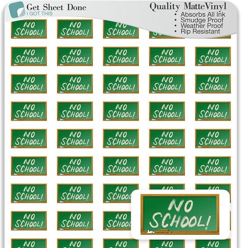 No School Planner Stickers / 54 Fun Vinyl Stickers (1/2") / School Schedule Student Teacher Educational/Essential Productivity Life Planner/Bujo Bullet Journaling (Matte Vinyl, 1 Sheet) in Saudi Arabia