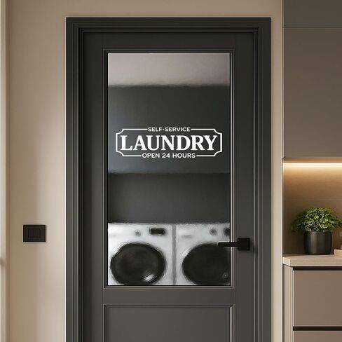 Laundry Room Decal, Laundry Vinyl Wall Decal, Washer Dryer Room Door Vinyl Sign, Laundry Decal for Glass Door, Laundry Room Vinyl Door and Wall Decal, Waterproof Laundry Shop Wall Décor,18x5", Black in Saudi Arabia