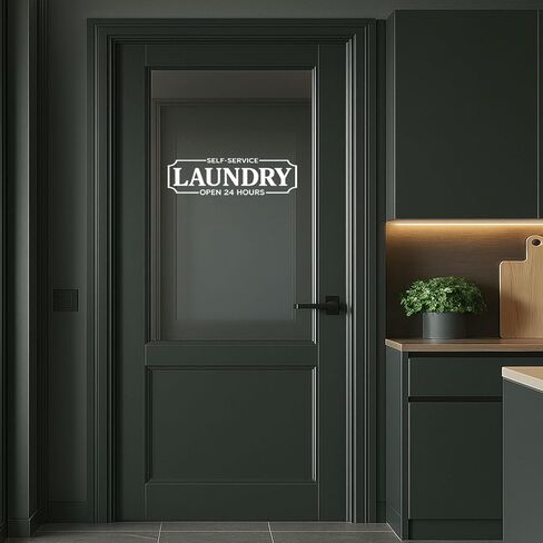 Laundry Room Decal, Laundry Vinyl Wall Decal, Washer Dryer Room Door Vinyl Sign, Laundry Decal for Glass Door, Laundry Room Vinyl Door and Wall Decal, Waterproof Laundry Shop Wall Décor,18x5", Black in Saudi Arabia